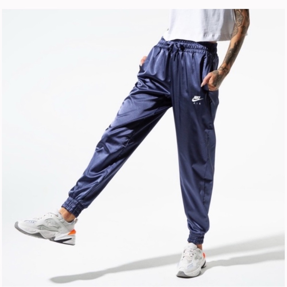 Nike Navy Blue Track Satin Joggers